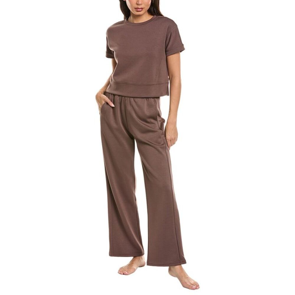 Marion Womens  2Pc Air Scuba Sweatshirt & Pant Set, Brown